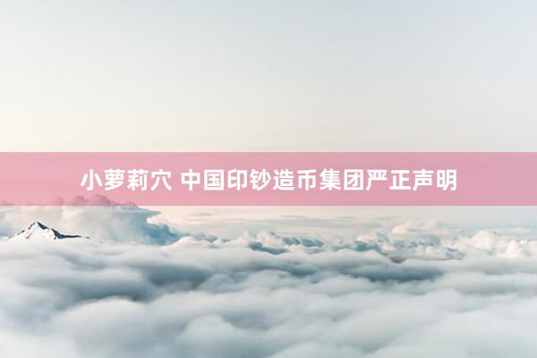 小萝莉穴 中国印钞造币集团严正声明