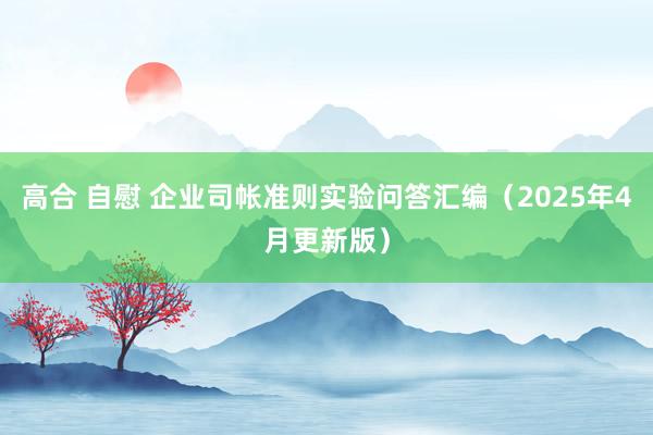 高合 自慰 企业司帐准则实验问答汇编（2025年4月更新版）